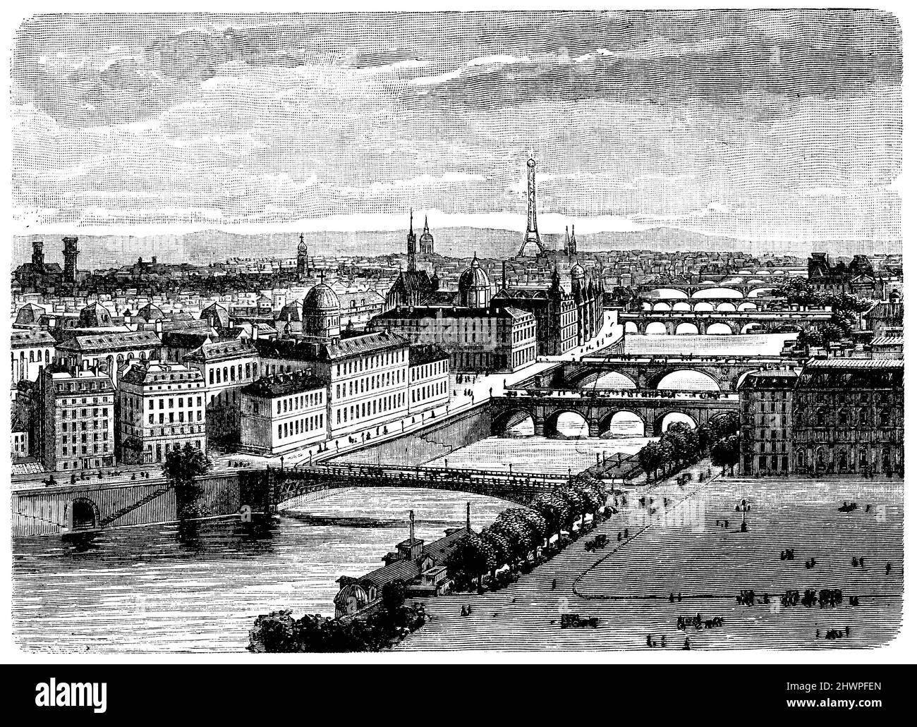 Die sieben Brücken in Paris, , (Atlas, 1909), die sieben Brücken in Paris, Les sept ponts de Paris Stockfoto