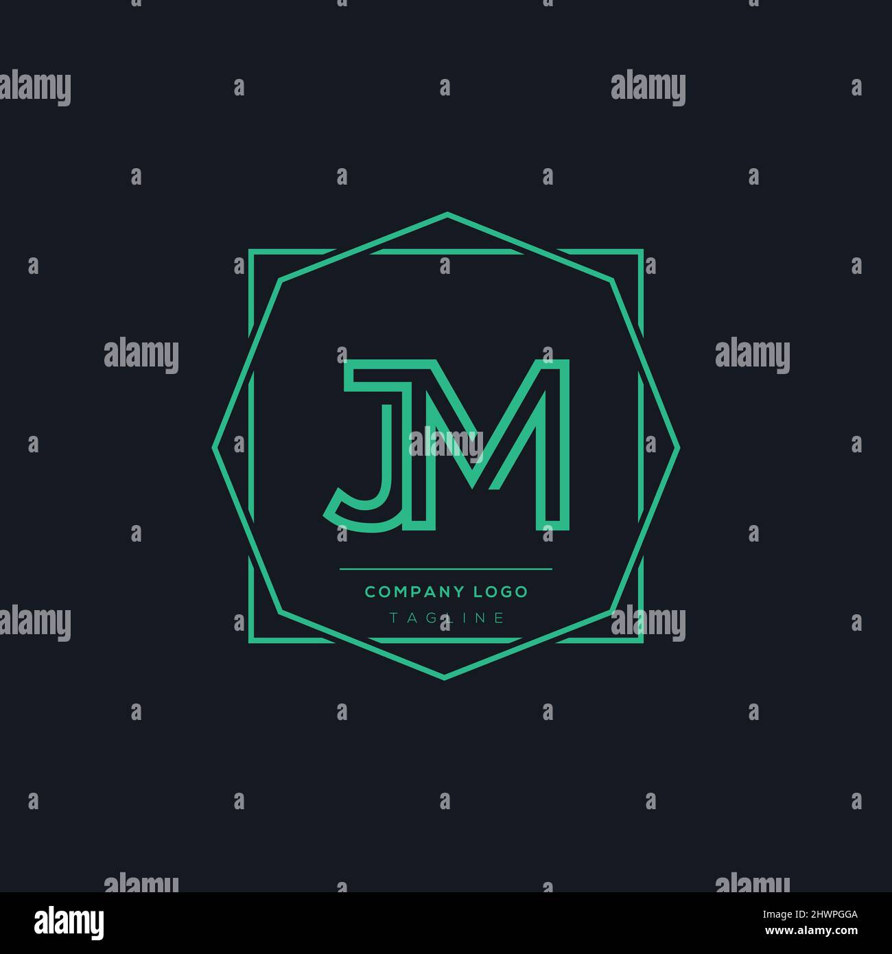 Minimal Luxury JM-Logo, anfängliche Vektorgrafik-Illustrationen. Stock Vektor