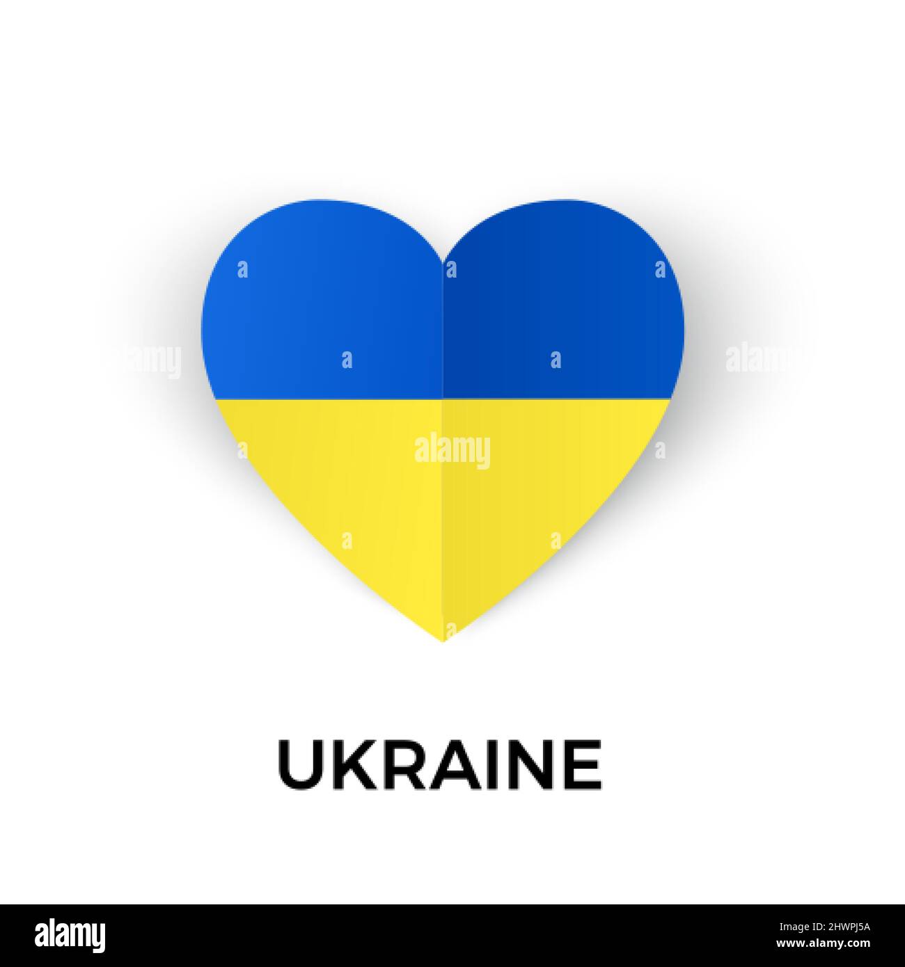 Vorlage „kein Krieg in der Ukraine“. Konzept von Freiheit und Frieden. Beenden Sie Krieg und militärische Aggression. Blau und gelb Ukraine Flagge in Herz Silhouette. Vektor i Stock Vektor