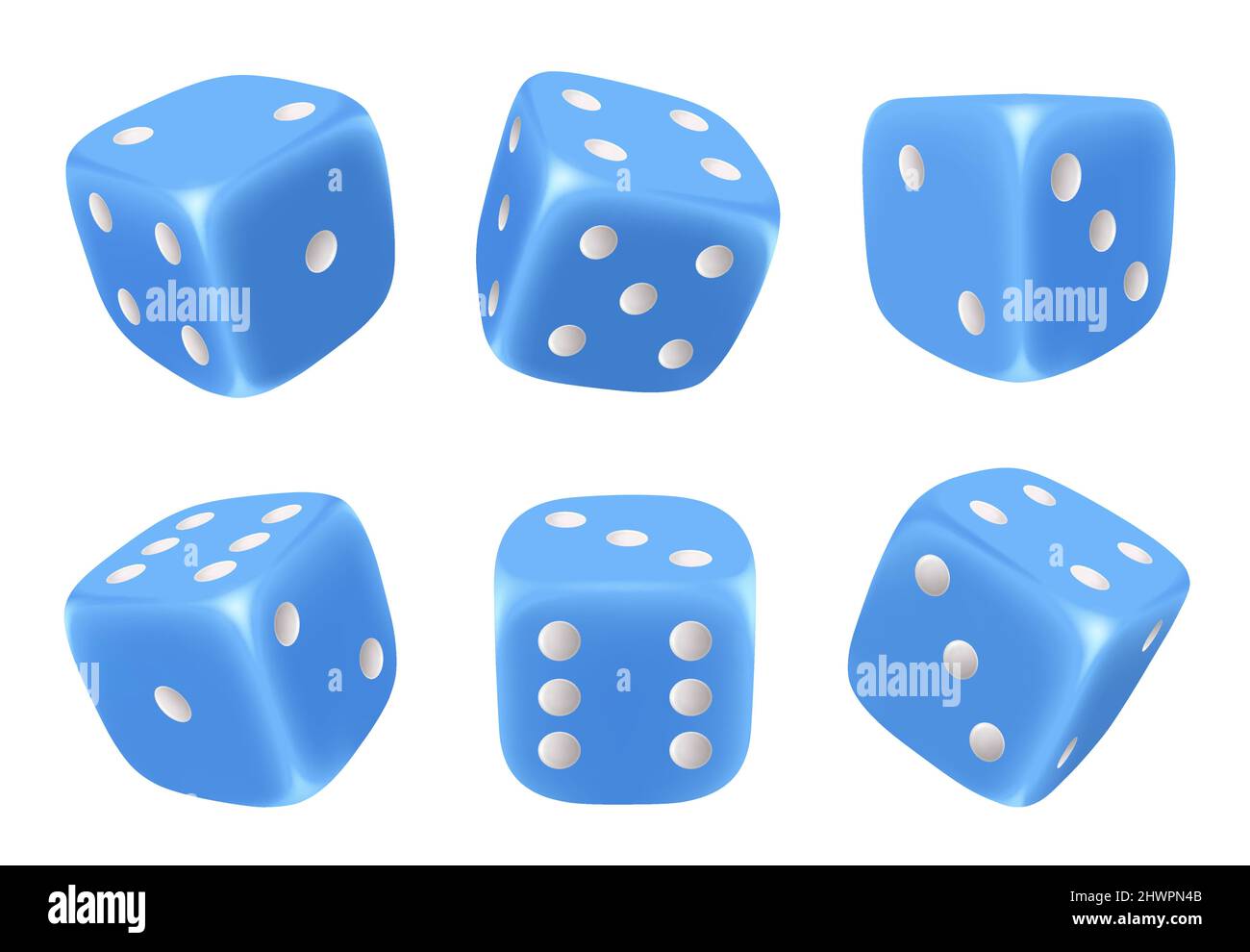 Würfelspiel. 3D Würfel für Glücksspiel Symbole der glücklichen  Zufallsauswahl verschiedene riskante Würfel mit sechs Seiten anständige  Vektor-Bilder gesetzt Stock-Vektorgrafik - Alamy