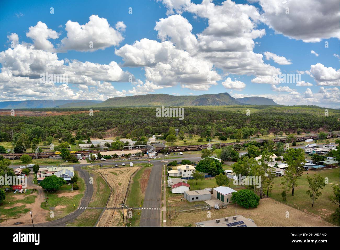 Eine Kohlebahn durch Bluff Central Queensland, Australien Stockfoto