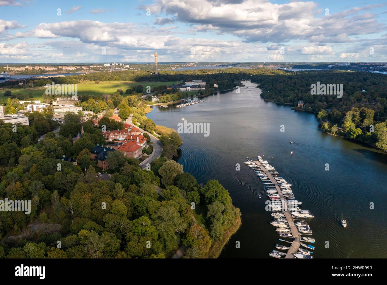 Schweden, Stockholm County, Stockholm, Luftansicht von Djurgarden und Nobel Park Stockfoto