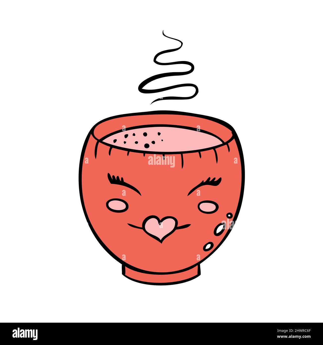 Süße Tasse heißes Getränk. Vektorgrafik im Doodle-Stil Stock Vektor