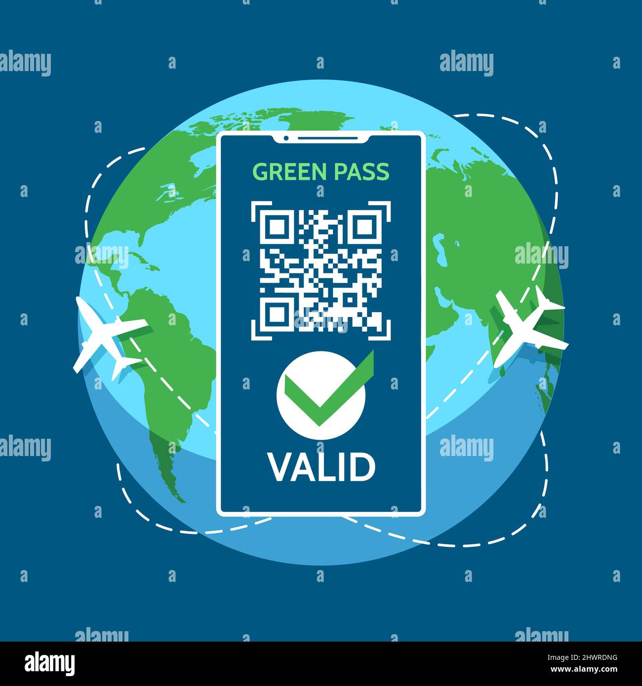 Green-Pass-Reisecode Stock Vektor