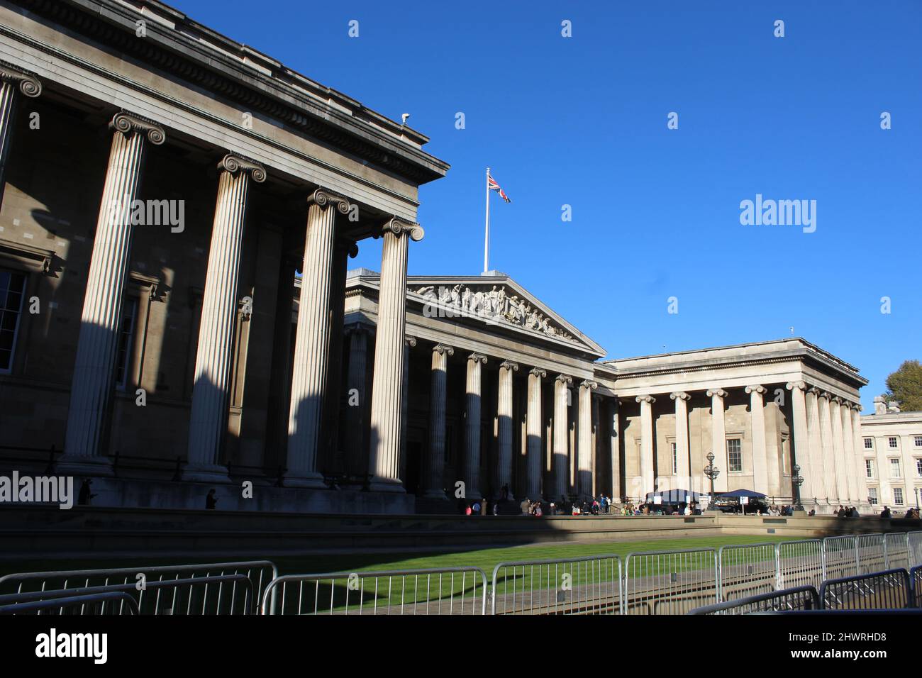 Londons British Museum und seine Skulpturen Stockfoto