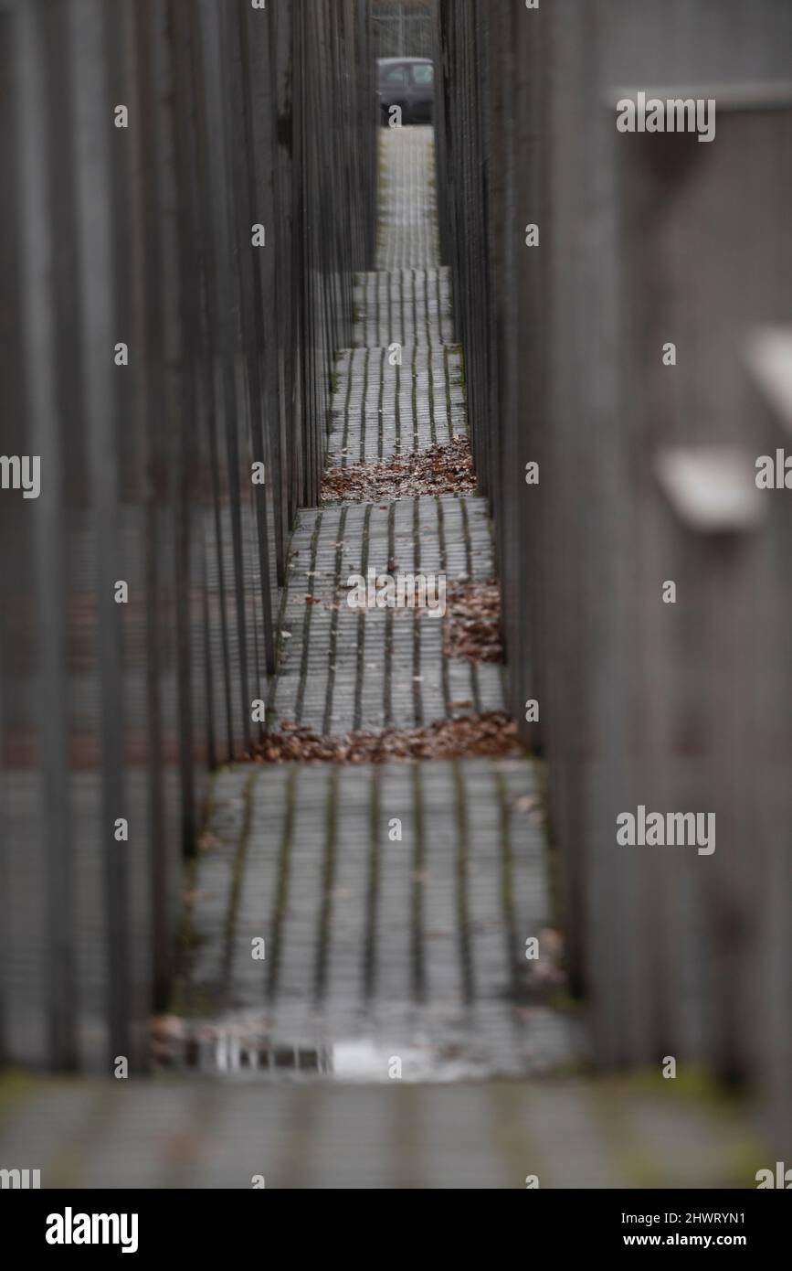 Elemente des Holocaust-Mahnmals in Berlin, Deutschland. Stockfoto