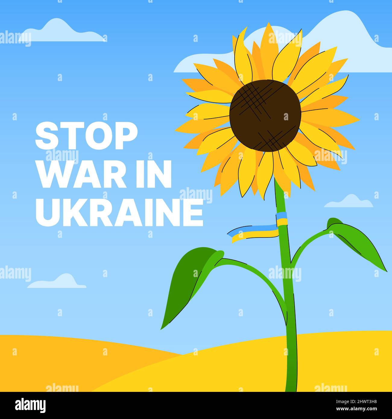 Beenden Sie den Krieg in der Ukraine. Protestieren Sie Gegen Die Russische Aggression. Friedensbewegung. Vektorgrafik Stock Vektor