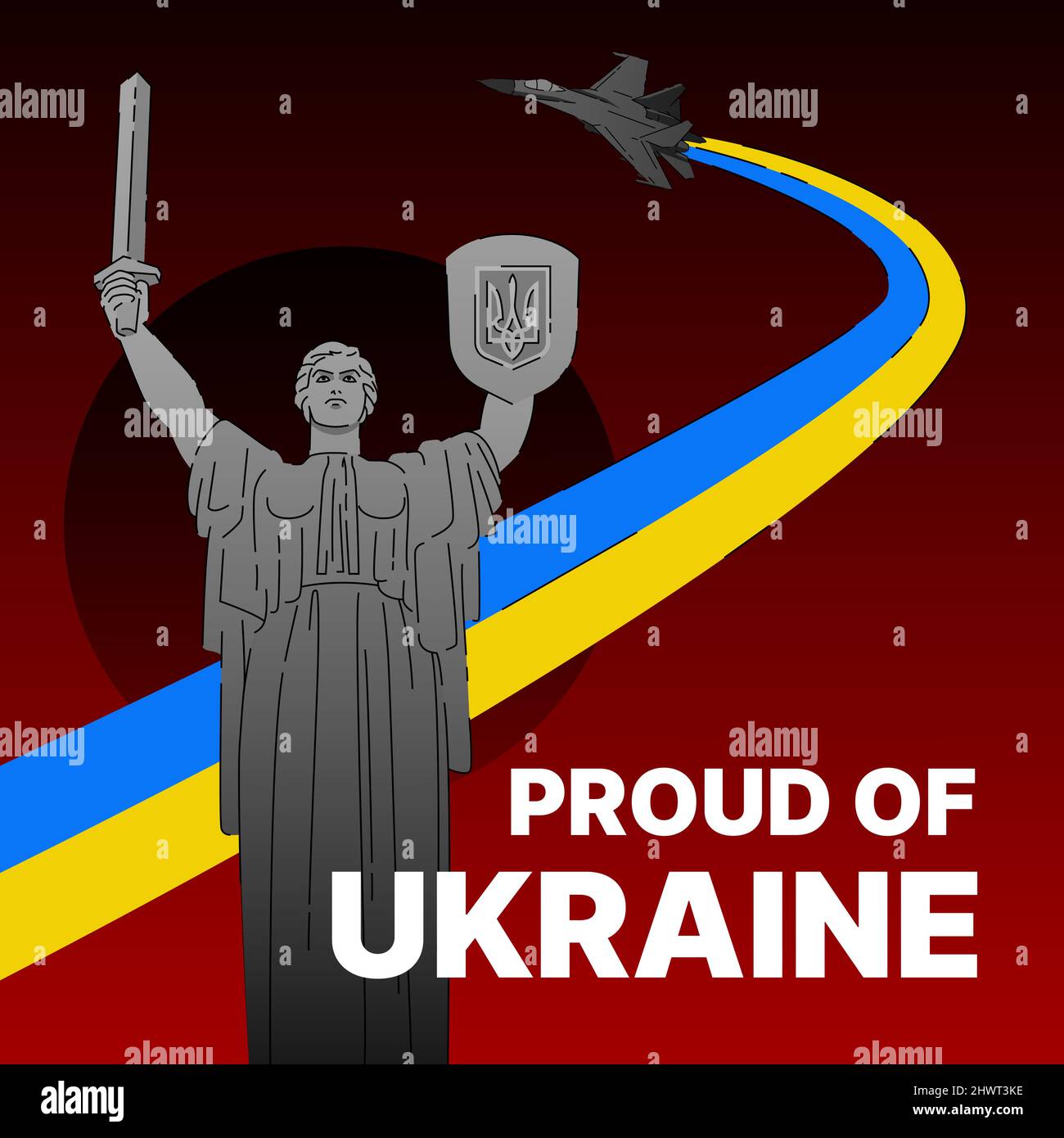 Stolz auf die Ukraine. Poster zur Unterstützung der Ukrainer. Russische Aggression. Beendet den Krieg. Vektorgrafik Stock Vektor