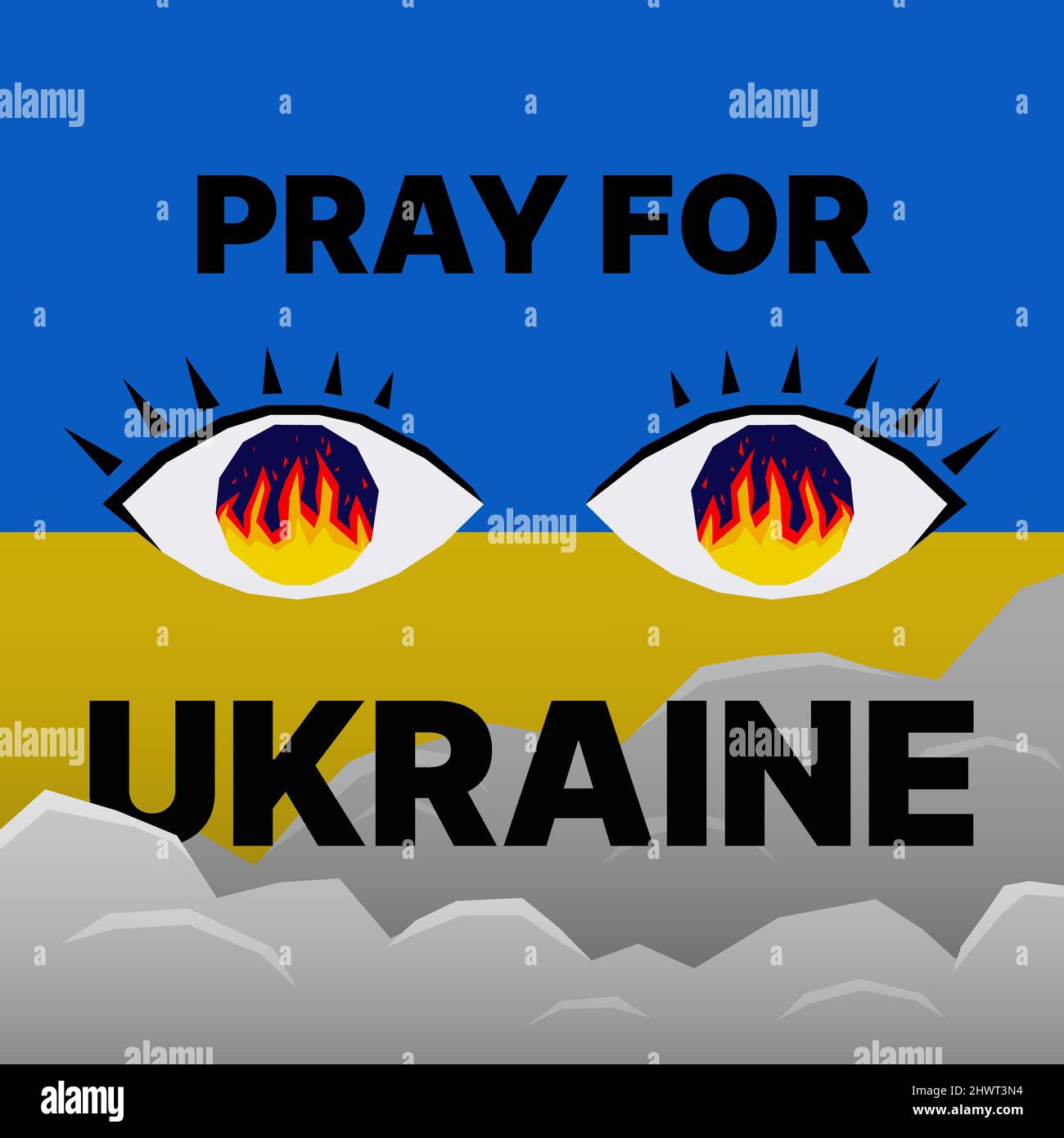 Betet für die Ukraine. Frieden für die Ukrainer. Widerstehen Sie Dem Russischen Krieg. Vektorgrafik Stock Vektor
