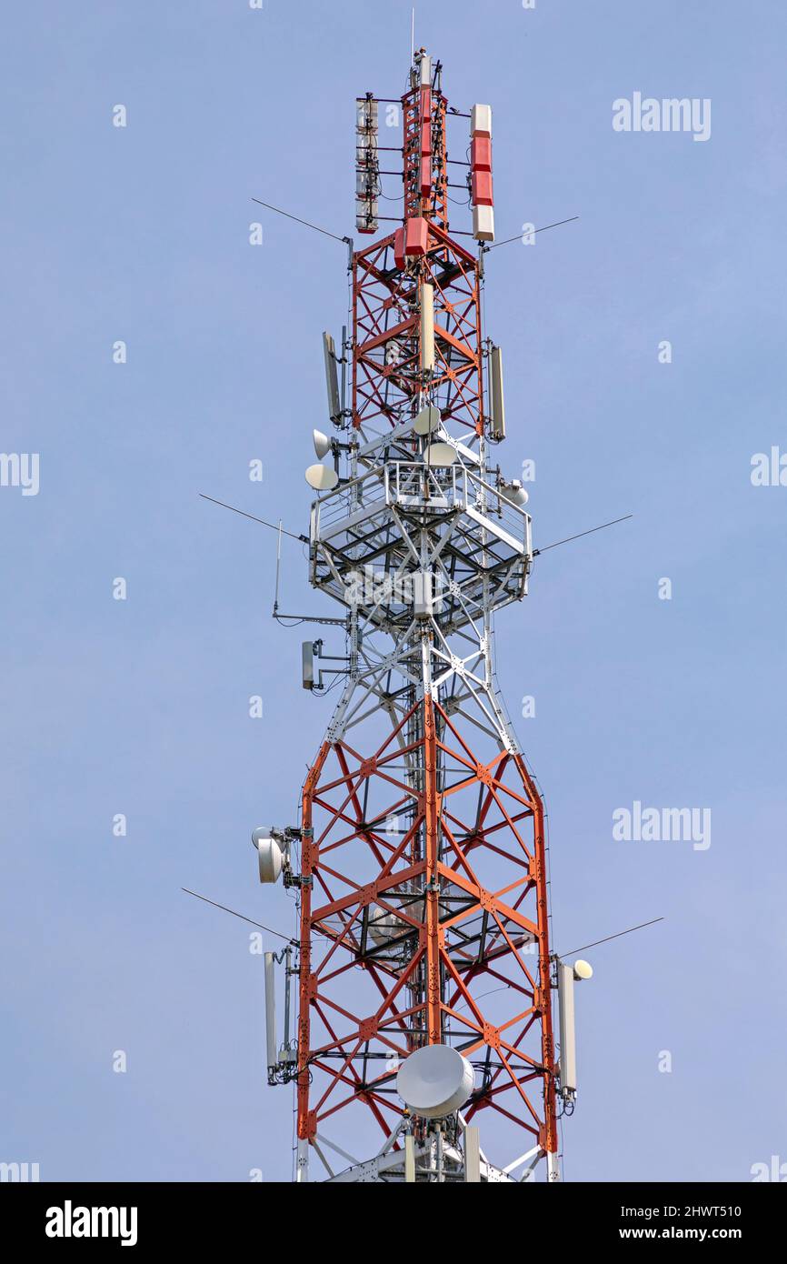 Kommunikation Turm Struktur Antennen Wireless Gsm Netzwerk Internet Top Stockfoto
