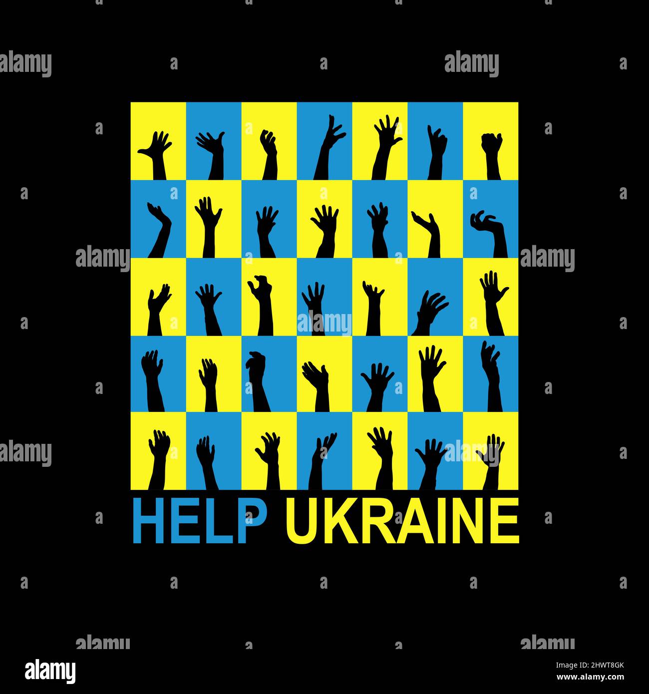Helfen Sie der Ukraine mit menschlichen Händen zu konzipen Stock Vektor