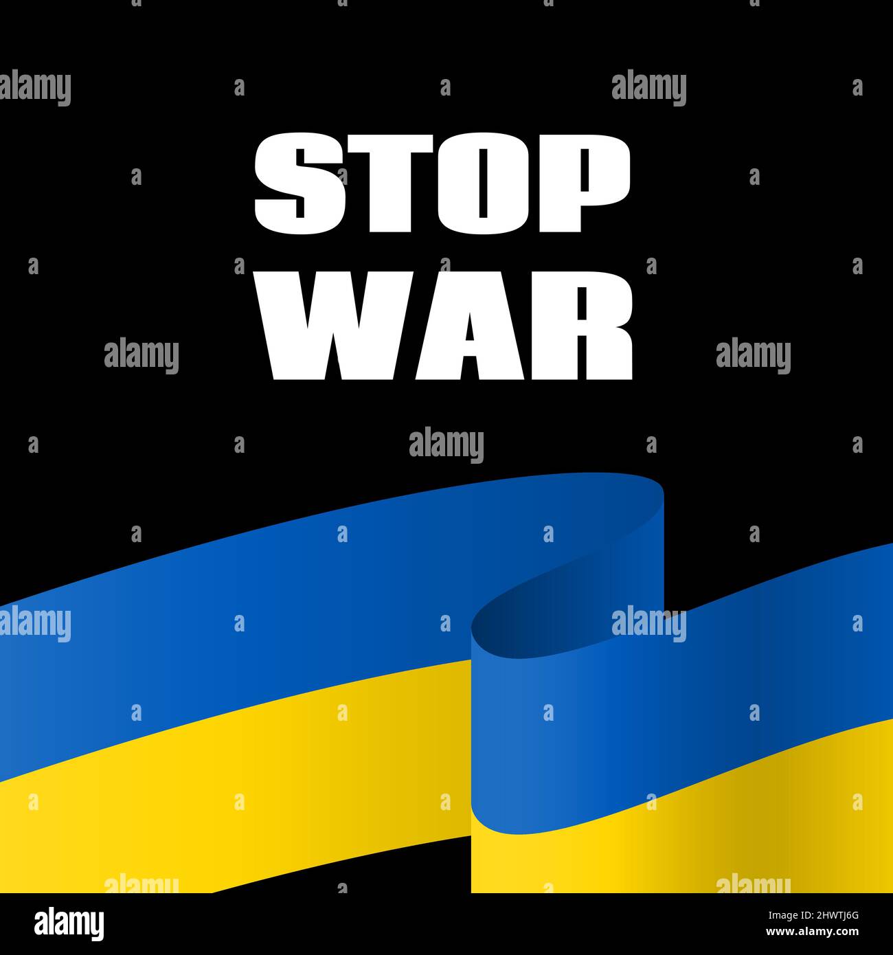 Beenden Sie den Krieg in der Ukraine. Vektor-Banner mit ukrainischer Flagge Stock Vektor