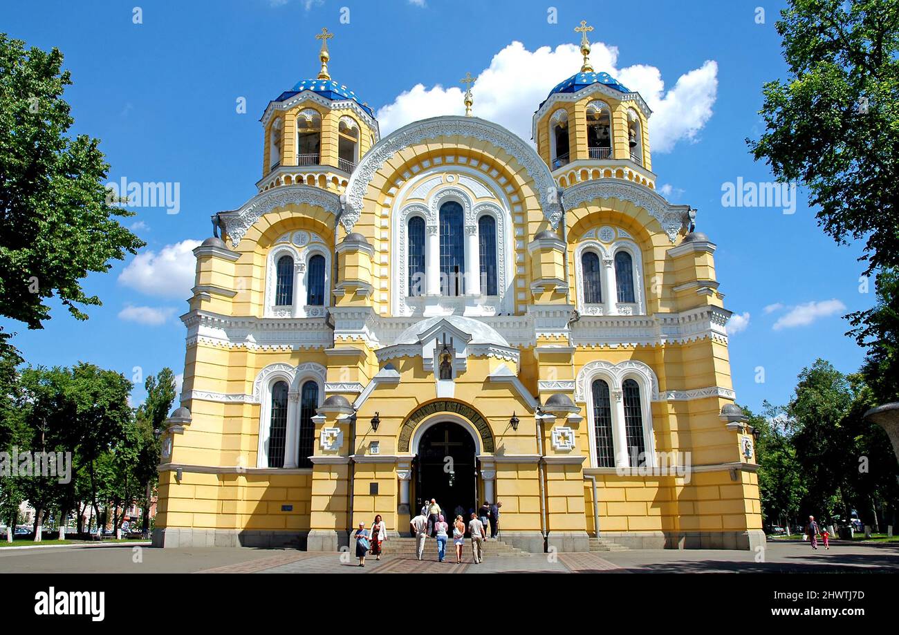 Kiew oder Kiew, Ukraine: Die St.-Wolodymyr-Kathedrale ist die Mutterkathedrale der Ukrainischen Orthodoxen Kirche - des Kiewer Patriarchats. Stockfoto