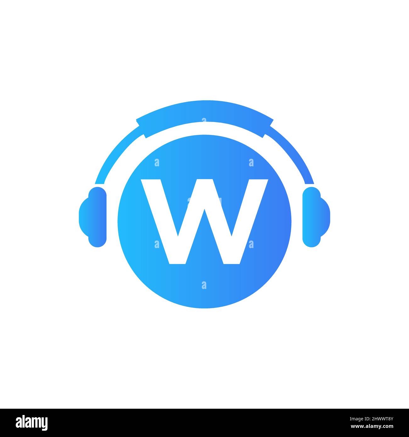 Kopfhörervorlage auf W Letter. Design mit dem W-Musiklogo. Dj Music Und Podcast Logo Design Kopfhörer Konzept Stock Vektor