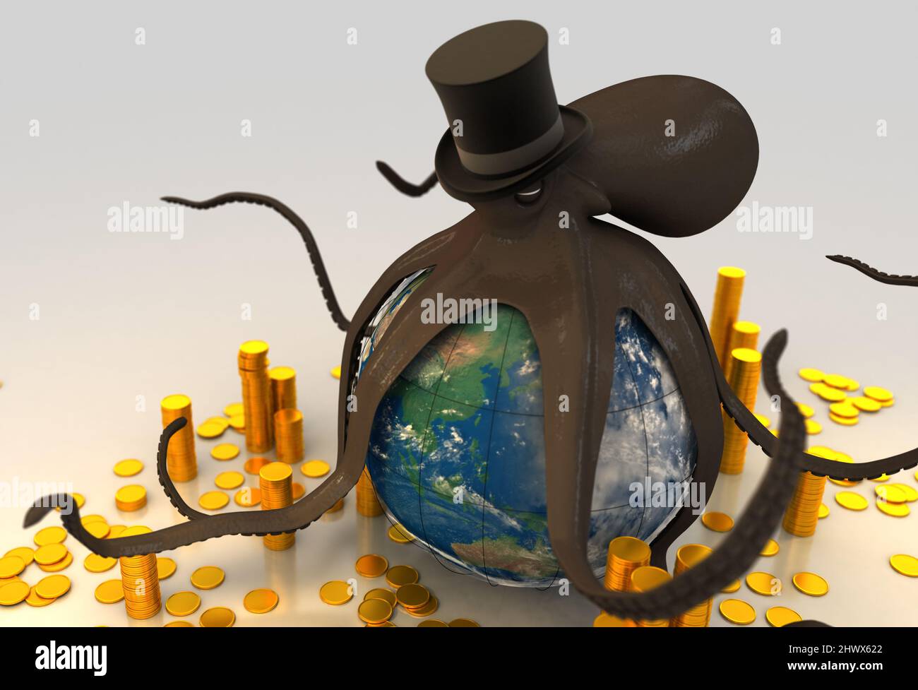 Weltregierung und Geld - 3D Rendering Stockfoto