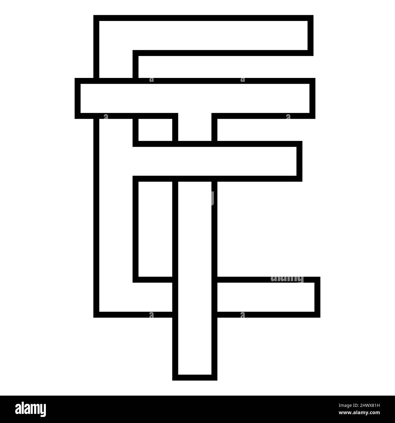 Logo-Zeichen et te icon nft et interlaced letters e t Stock Vektor