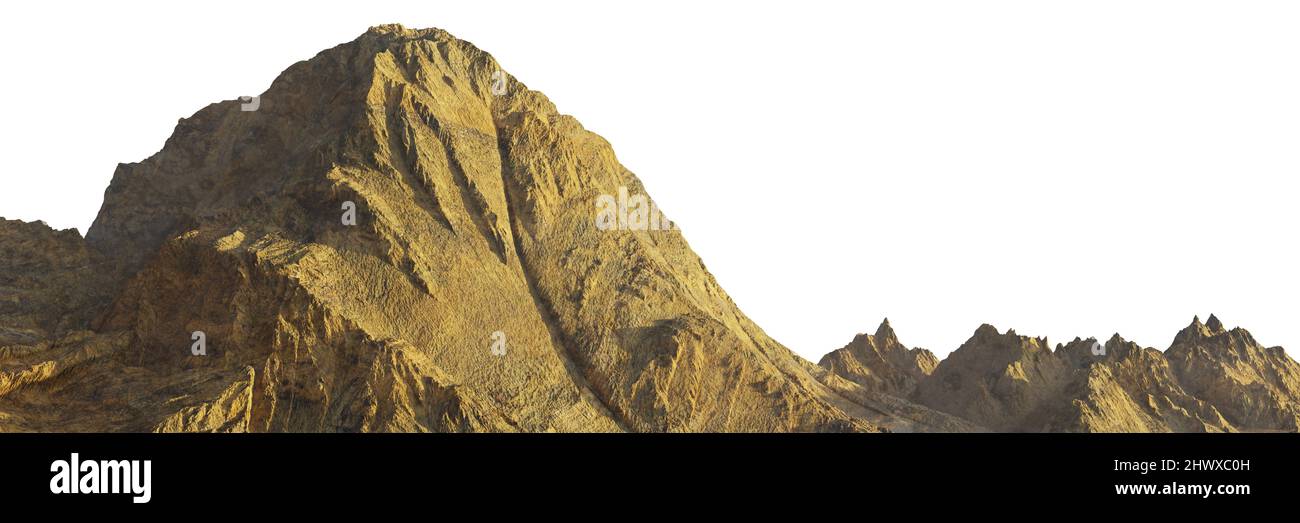 Schöne Bergkette isoliert auf weißem Hintergrund Stockfoto