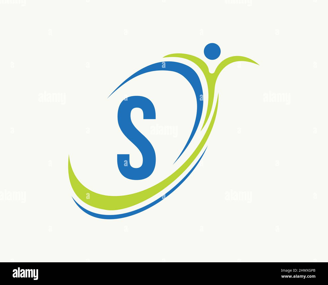 Bio, Gesundheitssymbol. Medizinisches Logo-Design mit S-Letter-Konzept. Design mit Fitnesslogo Stock Vektor