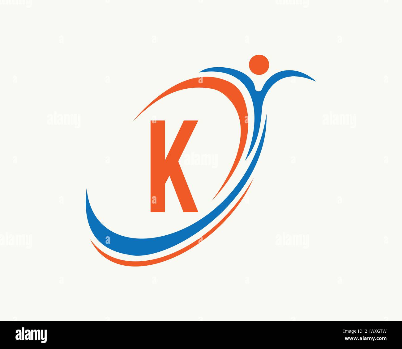 Bio, Gesundheitssymbol. Medizinisches Logo-Design mit K-Letter-Konzept. Design mit Fitnesslogo Stock Vektor