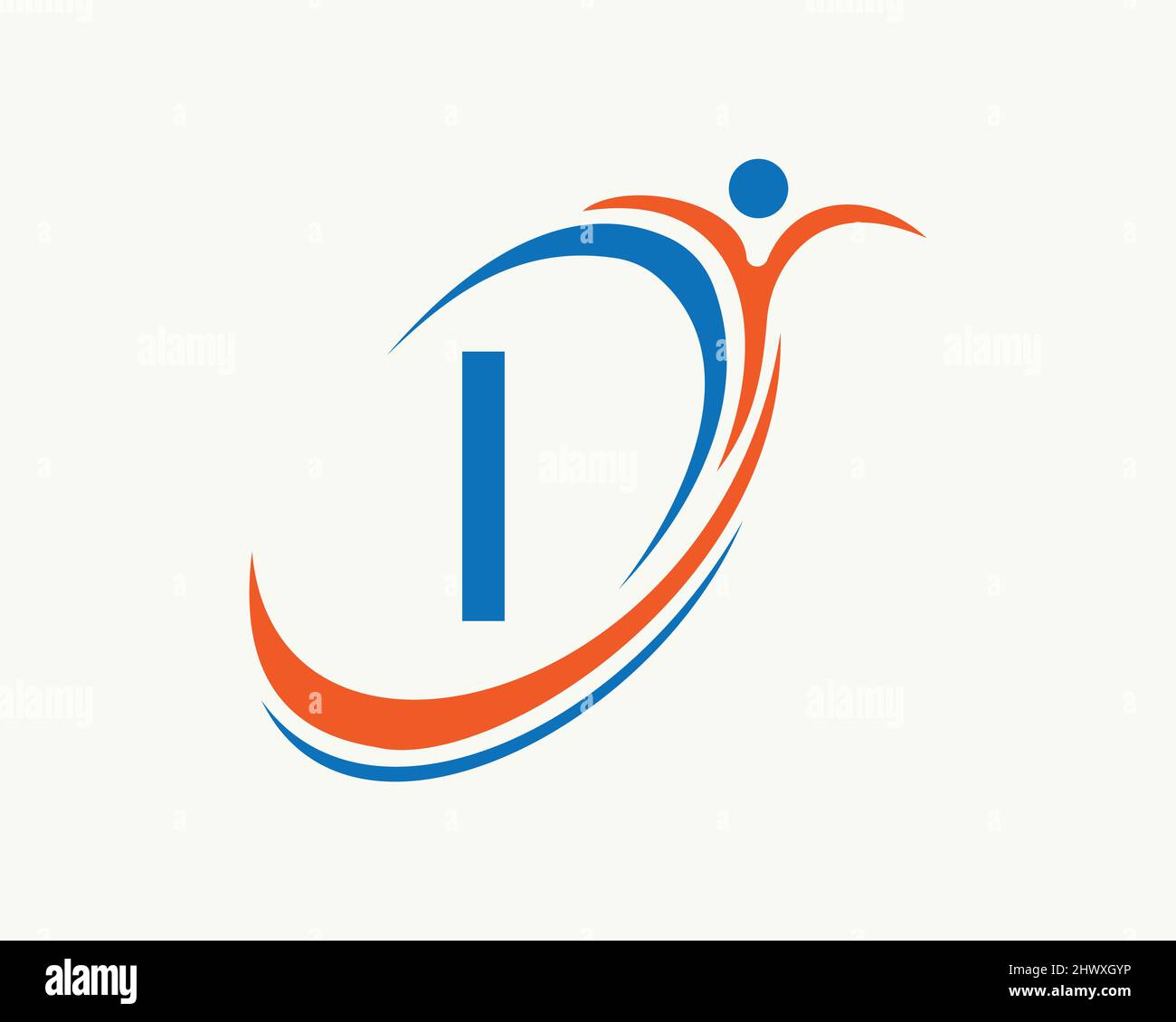 Bio, Gesundheitssymbol. Medizinisches Logo-Design mit I-Letter-Konzept. Design mit Fitnesslogo Stock Vektor