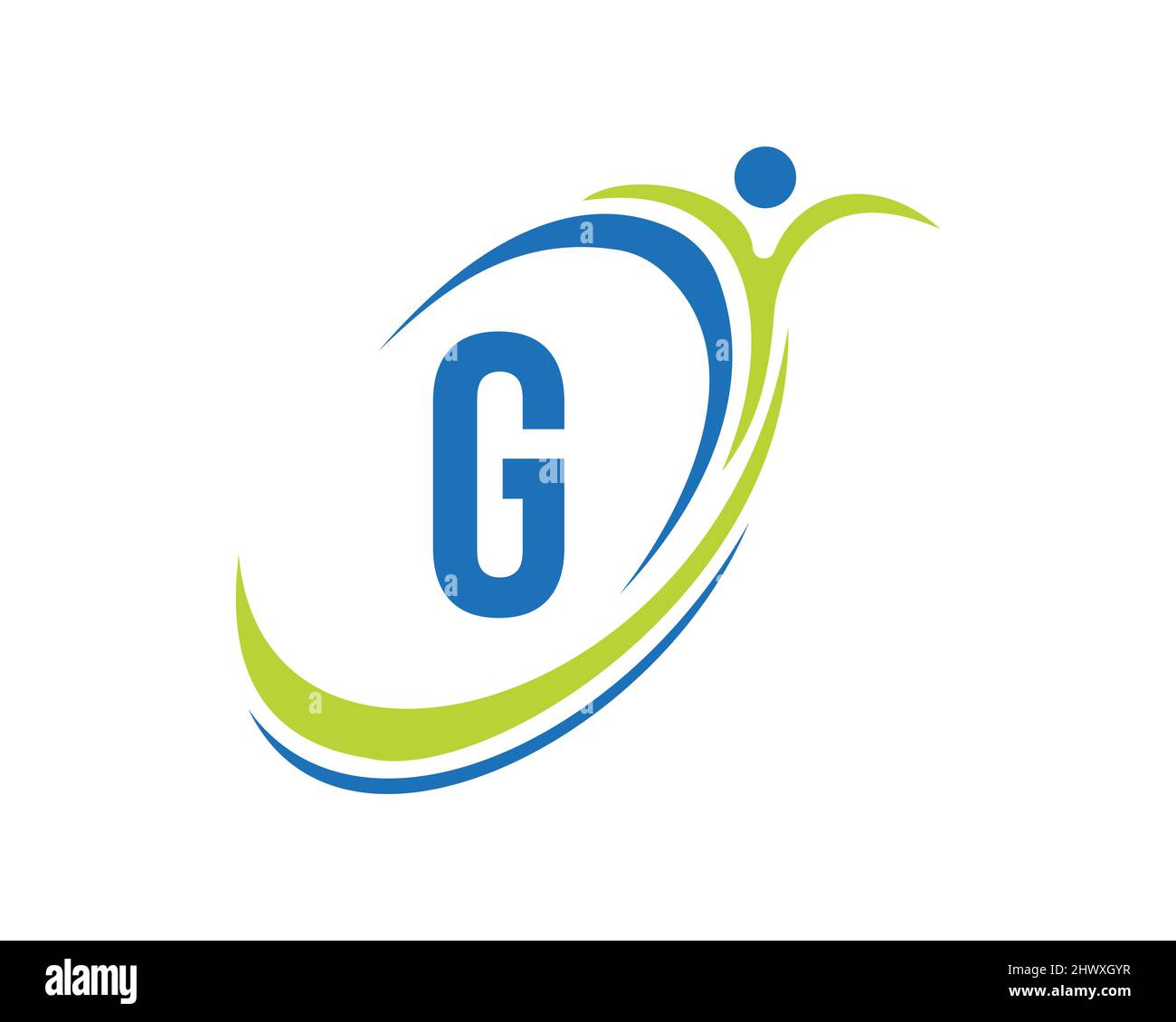 Bio, Gesundheitssymbol. Medizinisches Logo-Design mit G-Letter-Konzept. Design mit Fitnesslogo Stock Vektor