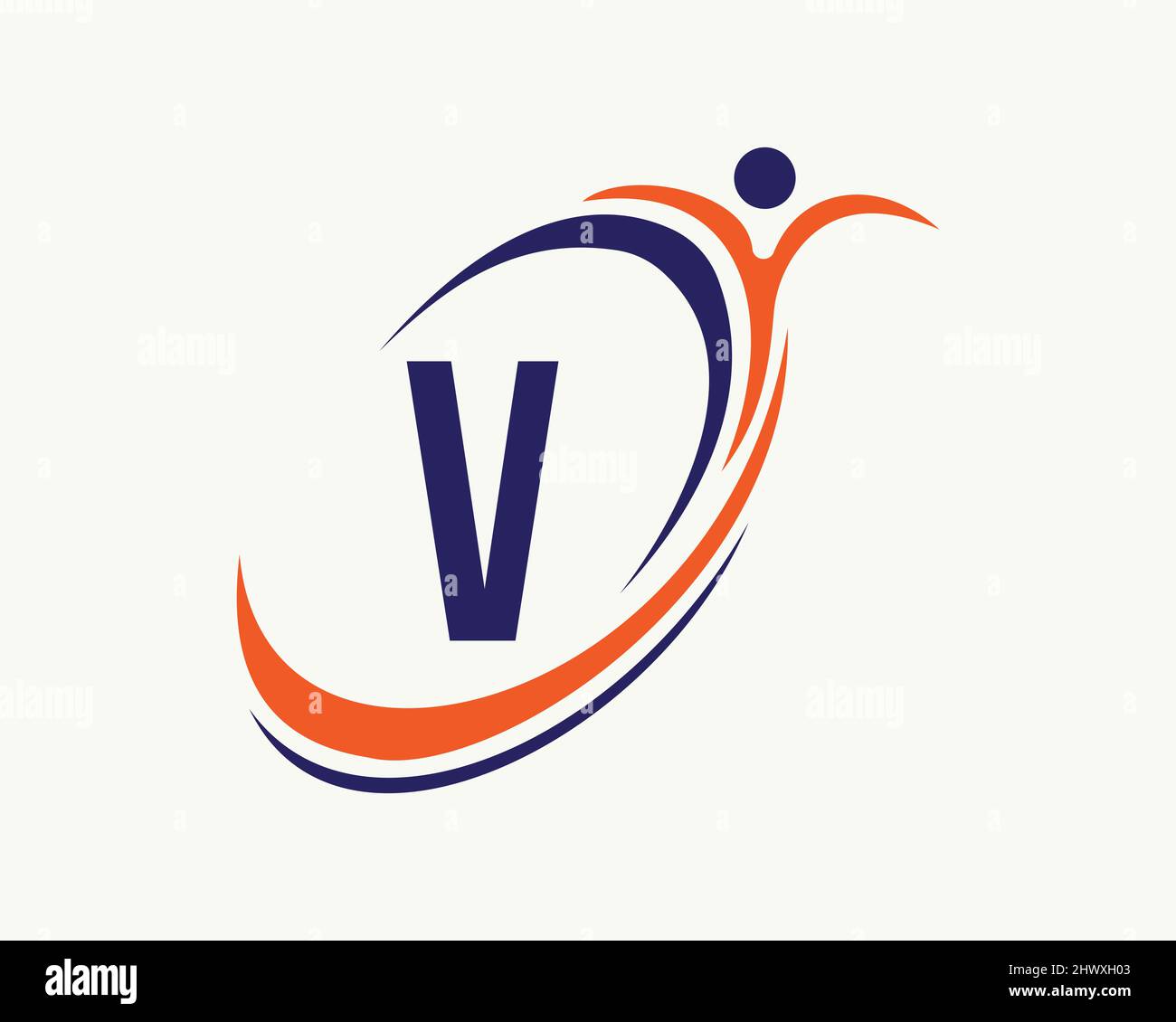 Bio, Gesundheitssymbol. Medizinisches Logo-Design mit V-Letter-Konzept. Design mit Fitnesslogo Stock Vektor