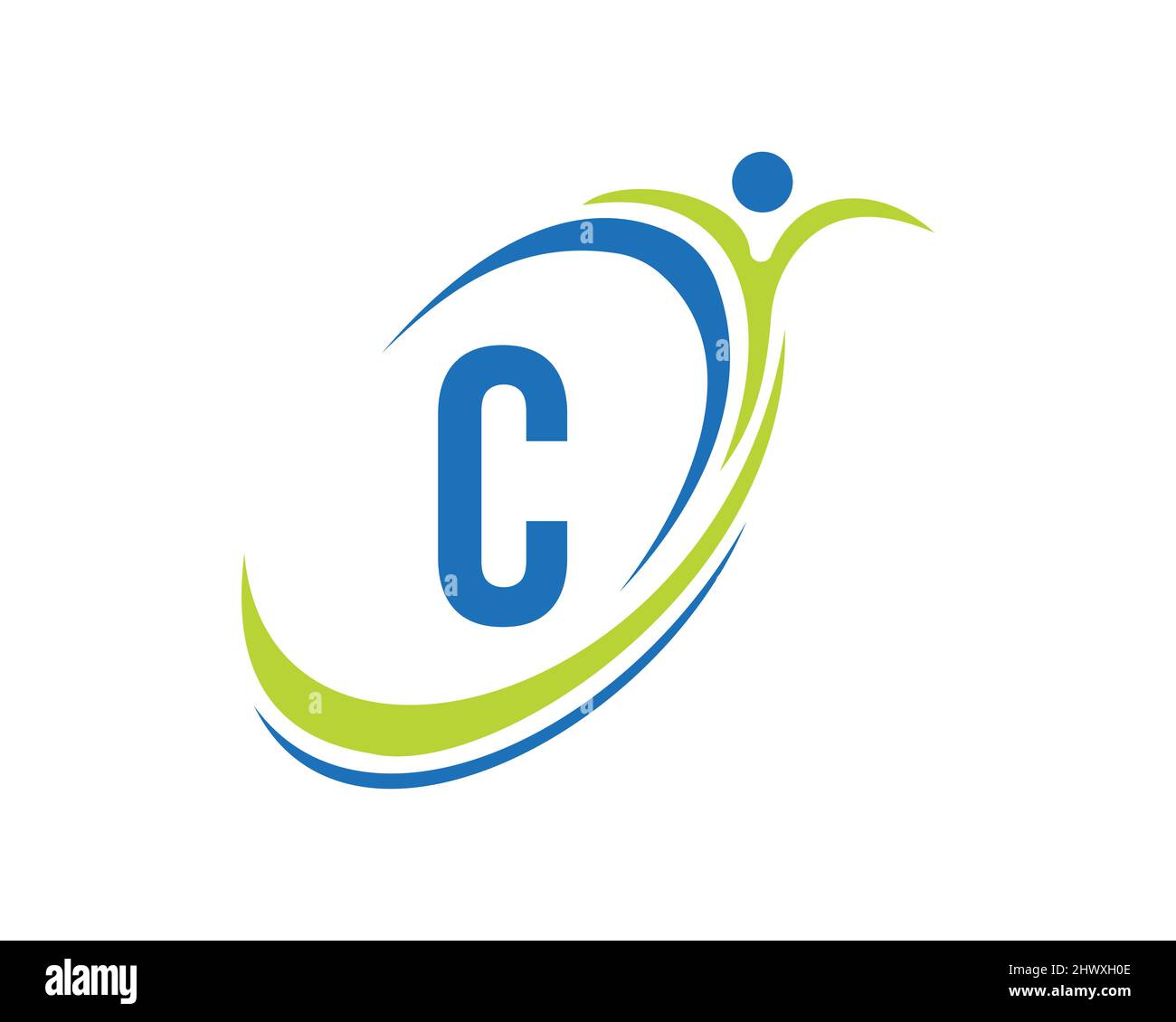 Bio, Gesundheitssymbol. Medizinisches Logo-Design mit C-Letter-Konzept. Design mit Fitnesslogo Stock Vektor