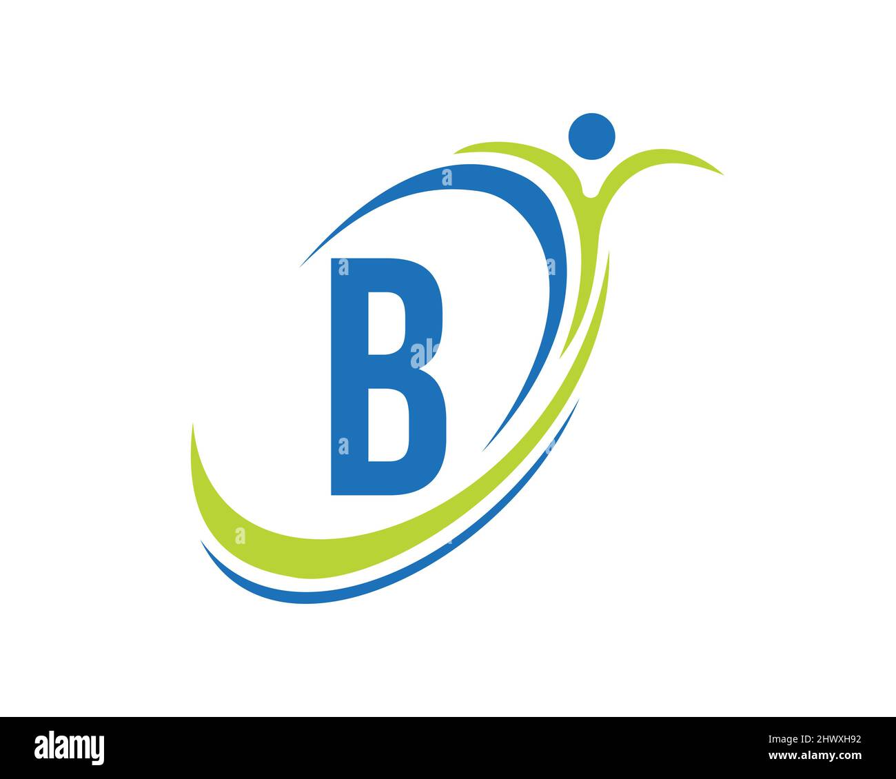 Bio, Gesundheitssymbol. Medizinisches Logo-Design mit B-Buchstaben-Konzept. Design mit Fitnesslogo Stock Vektor