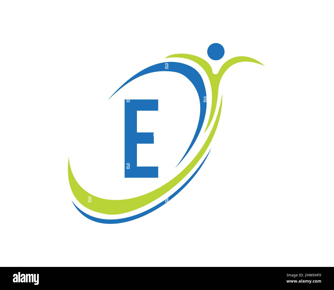 Bio, Gesundheitssymbol. Medizinisches Logo-Design mit E-Letter-Konzept. Design mit Fitnesslogo Stock Vektor