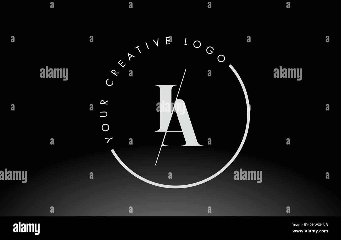 Design mit weißem IA-Letter-Logo mit Creative Intersected und Cutted Serif Font. Stock Vektor