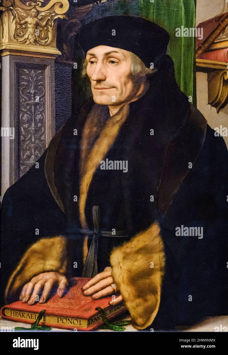 Erasmus, Hans Holbein der Jüngere, Öl auf Holz, 1523, , Nationalgalerie, London, England, Großbritannien Stockfoto
