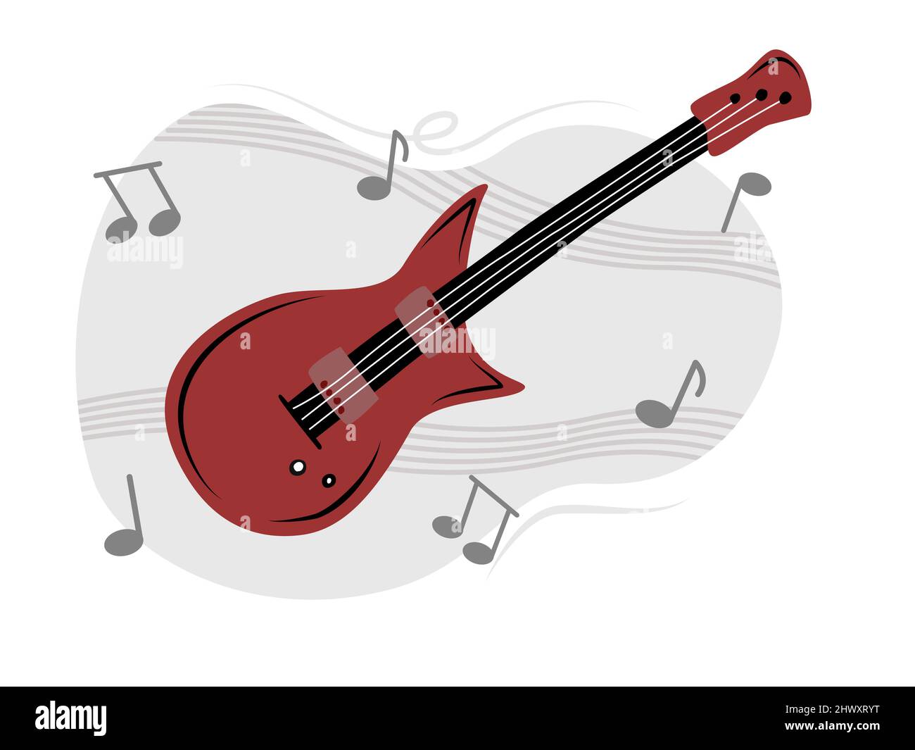 Holzgitarre einfache Vektor-Illustration. Rock-Gitarre einfache Vektor-Illustration. Stock Vektor