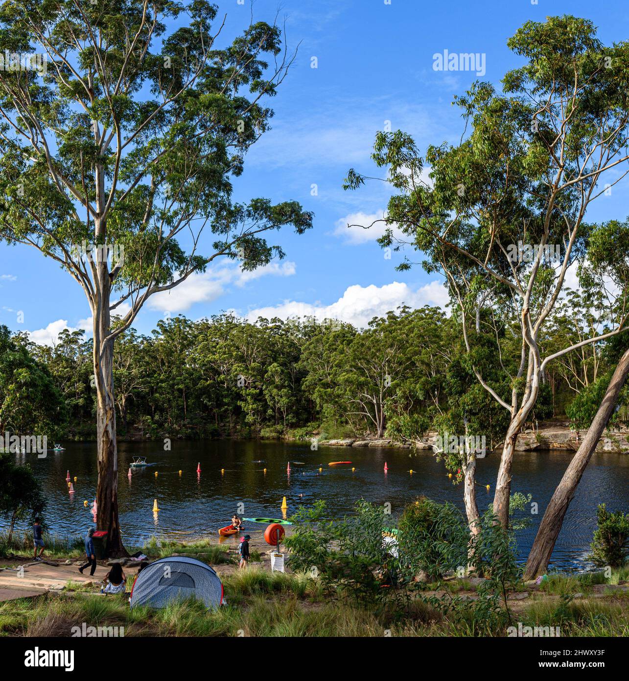 Der Badebereich am Lake Parramatta an einem Sommernachmittag Stockfoto