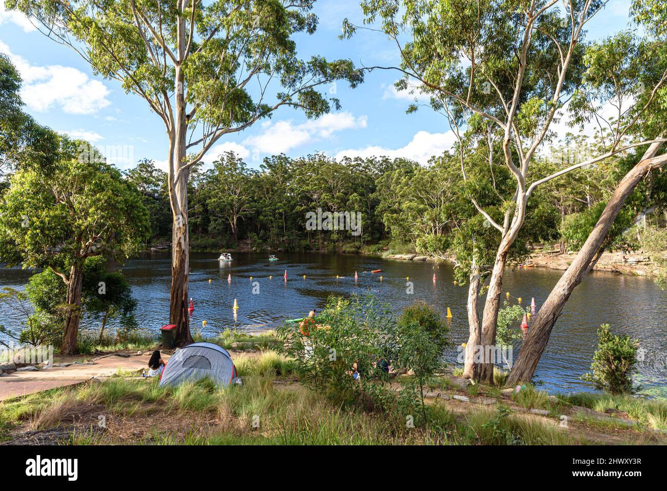 Der Badebereich am Lake Parramatta an einem Sommernachmittag Stockfoto