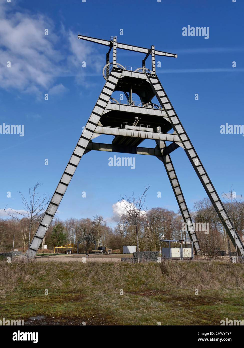 Barony A Frame, konserviert Kohlebergwerk Kopfbedeckung Barony Rd, Auchinleck, Cumnock, Ayrshire, Schottland, Großbritannien Stockfoto