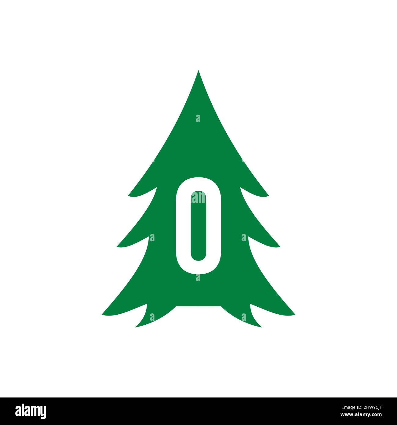 Pine Tree Logo Design auf Brief O Vorlage. Pine Tree Hotel Resort Wood Park Logo Design Stock Vektor
