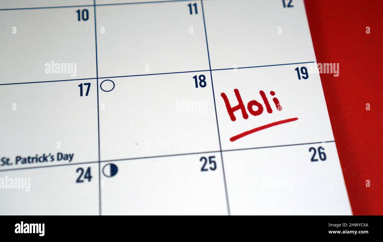Auch bekannt als das Festival der Farben, Holi ist ein beliebter hinduistischer Feiertag mit einer reichen Geschichte, gefeiert am häufigsten in Indien. Stockfoto