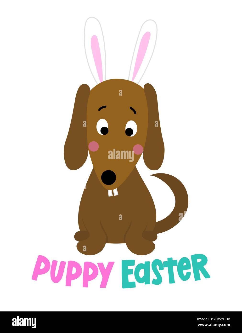 Puppy Easter - Doodle Draw lustige Bunny Hund. Handgezeichnete Schriftzüge für Ostern Grußkarten, Einladung. Gut für T-Shirt, Becher, Geschenk, Druckmaschine. A Stock Vektor