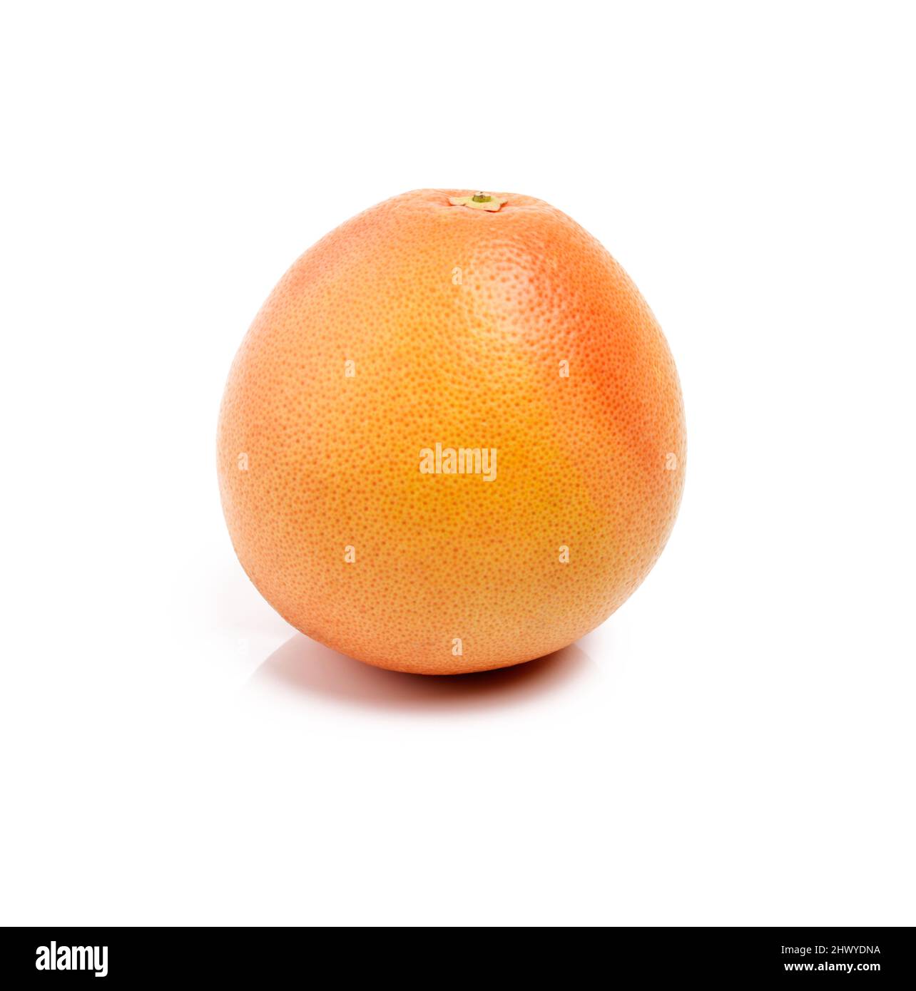 Beginnen Sie Ihren Tag auf fruchtige Weise. Studioaufnahme einer einzelnen Grapefruit isoliert auf Weiß. Stockfoto