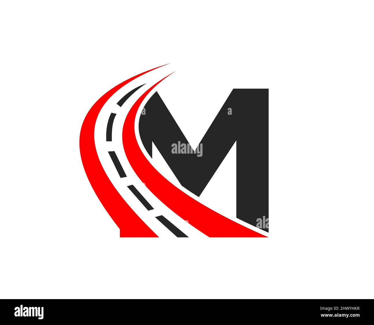 Transportlogo mit M-Letter-Konzept. M Letter Road Logo Design-Vorlage Stock Vektor