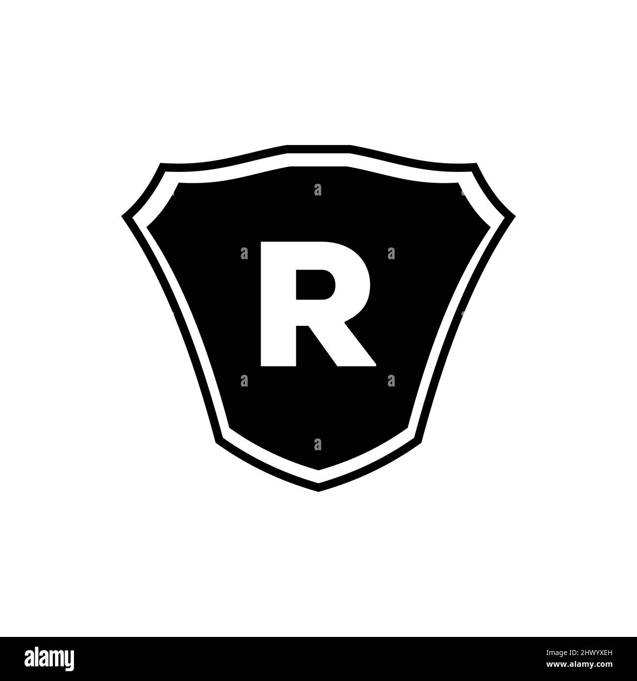 Schild Emblem Buchstabe R Logo Vorlage. Schild mit dem Buchstaben R, Schild mit Premium-Monogramm, Schild mit dem Buchstaben R für Verein, Stiftung und Firmenidentität Stock Vektor