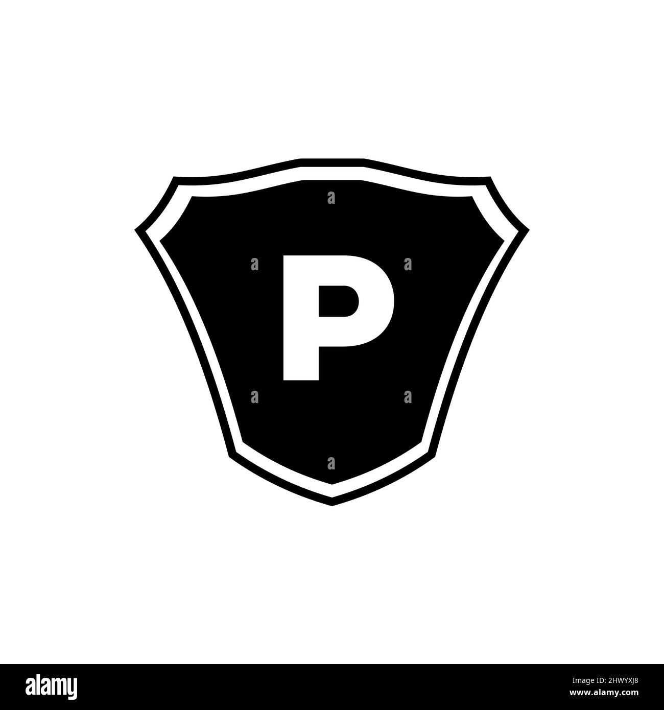 Schild Emblem Buchstabe P Logo Vorlage. Buchstabe P Schild-Logo, Premium Monogramm Schild Buchstabe P Vektor für Verein, Stiftung und Firmenidentität Stock Vektor