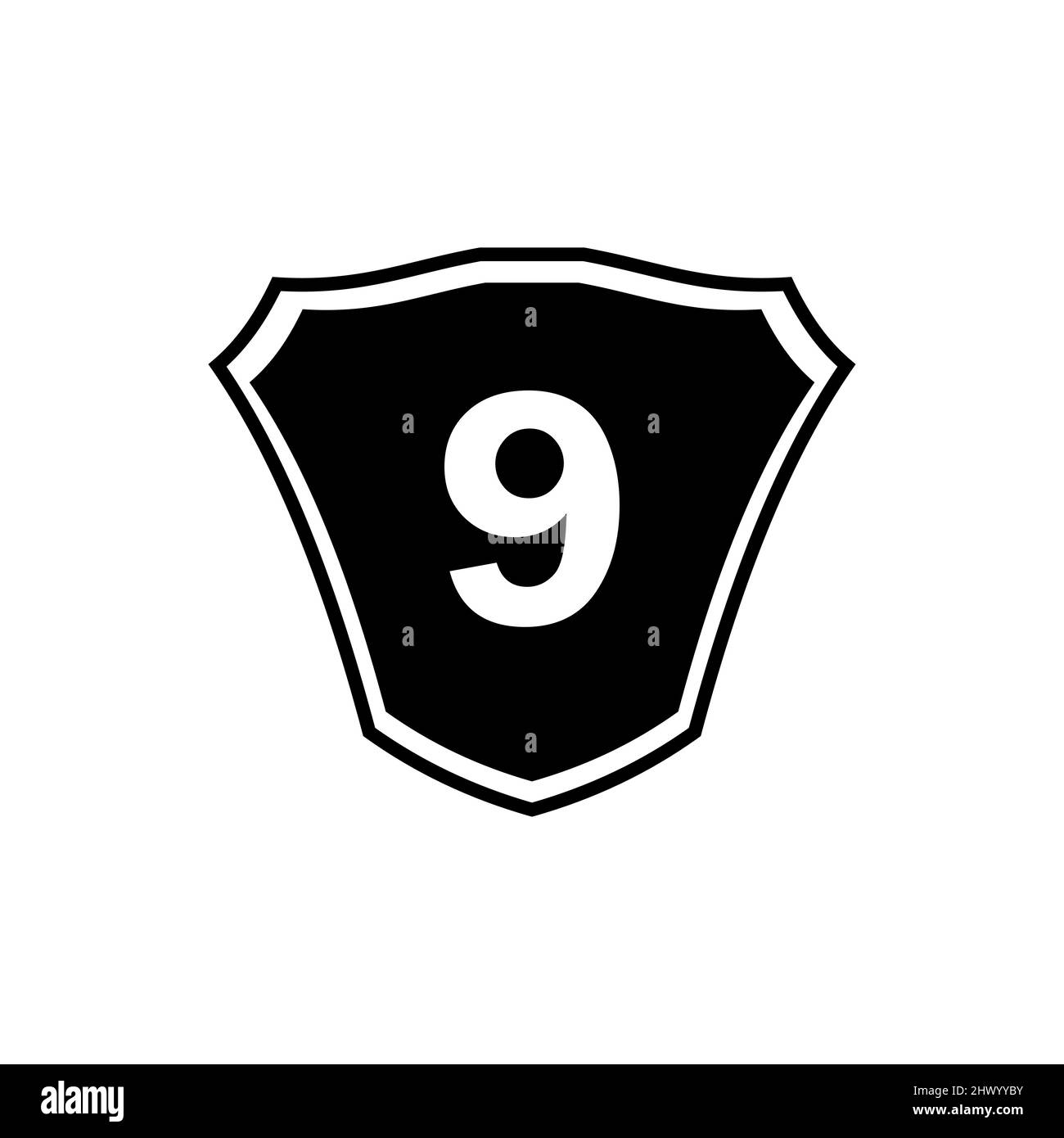 Schild Emblem Buchstaben 9 Logo Vorlage. Buchstabe 9 Schild-Logo, Premium-Monogramm Schild Buchstabe 9 Vektor für Verein, Stiftung und Firmenidentität Stock Vektor