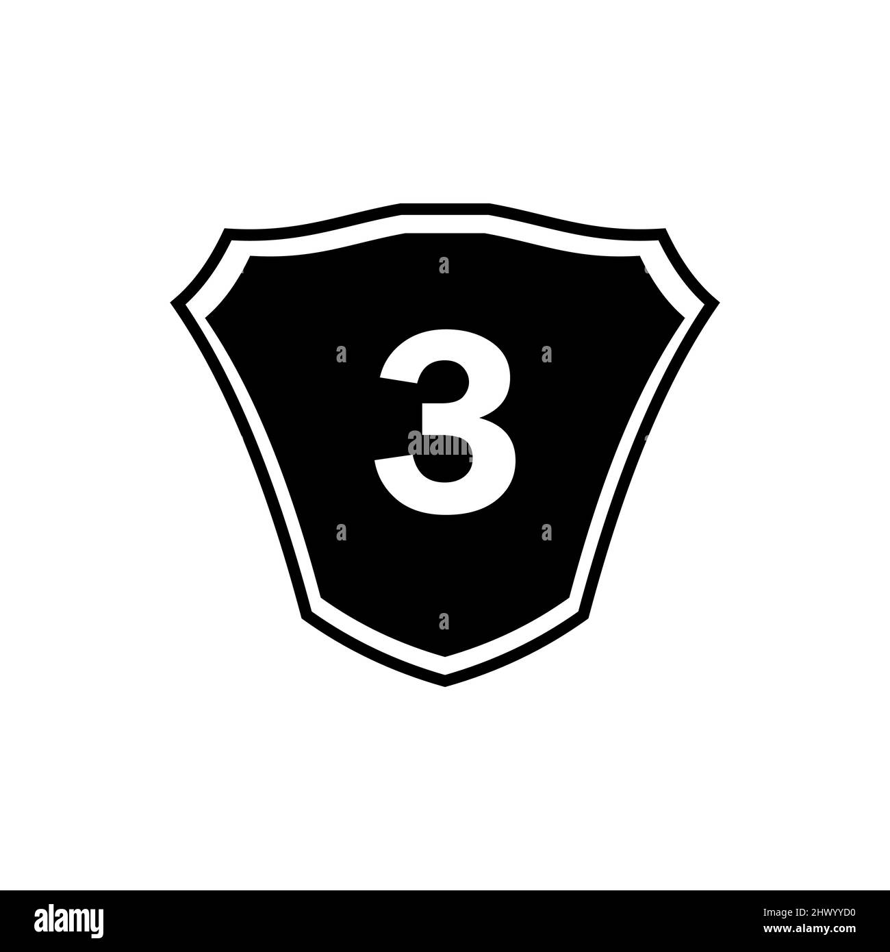 Schild Emblem Buchstaben 3 Logo Vorlage. Buchstabe 3 Schild-Logo, Premium-Monogramm Schild Buchstabe 3 Vektor für Verein, Stiftung und Firmenidentität Stock Vektor