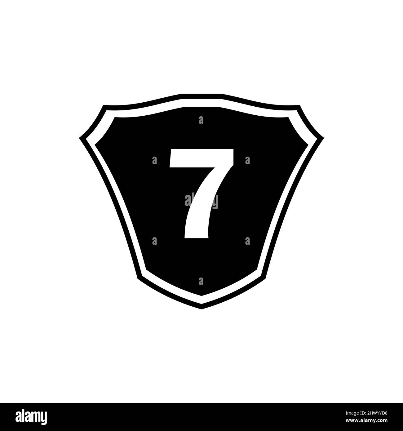 Schild Emblem Buchstaben 7 Logo Vorlage. Buchstabe 7 Schild-Logo, Premium-Monogramm Schild Buchstabe 7 Vektor für Verein, Stiftung und Firmenidentität Stock Vektor
