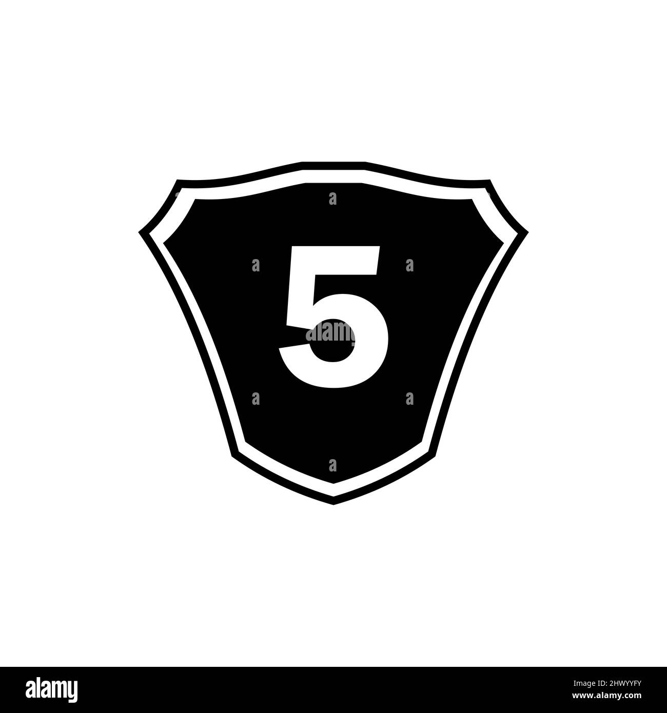 Schild Emblem Buchstaben 5 Logo Vorlage. Buchstabe 5 Schild-Logo, Premium-Monogramm Schild Buchstabe 5 Vektor für Verein, Stiftung und Firmenidentität Stock Vektor