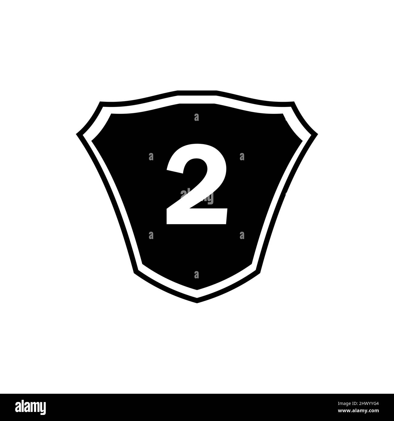 Schild Emblem Buchstaben 2 Logo Vorlage. Buchstabe 2 Schild-Logo, Premium-Monogramm Schild Buchstabe 2 Vektor für Verein, Stiftung und Firmenidentität Stock Vektor