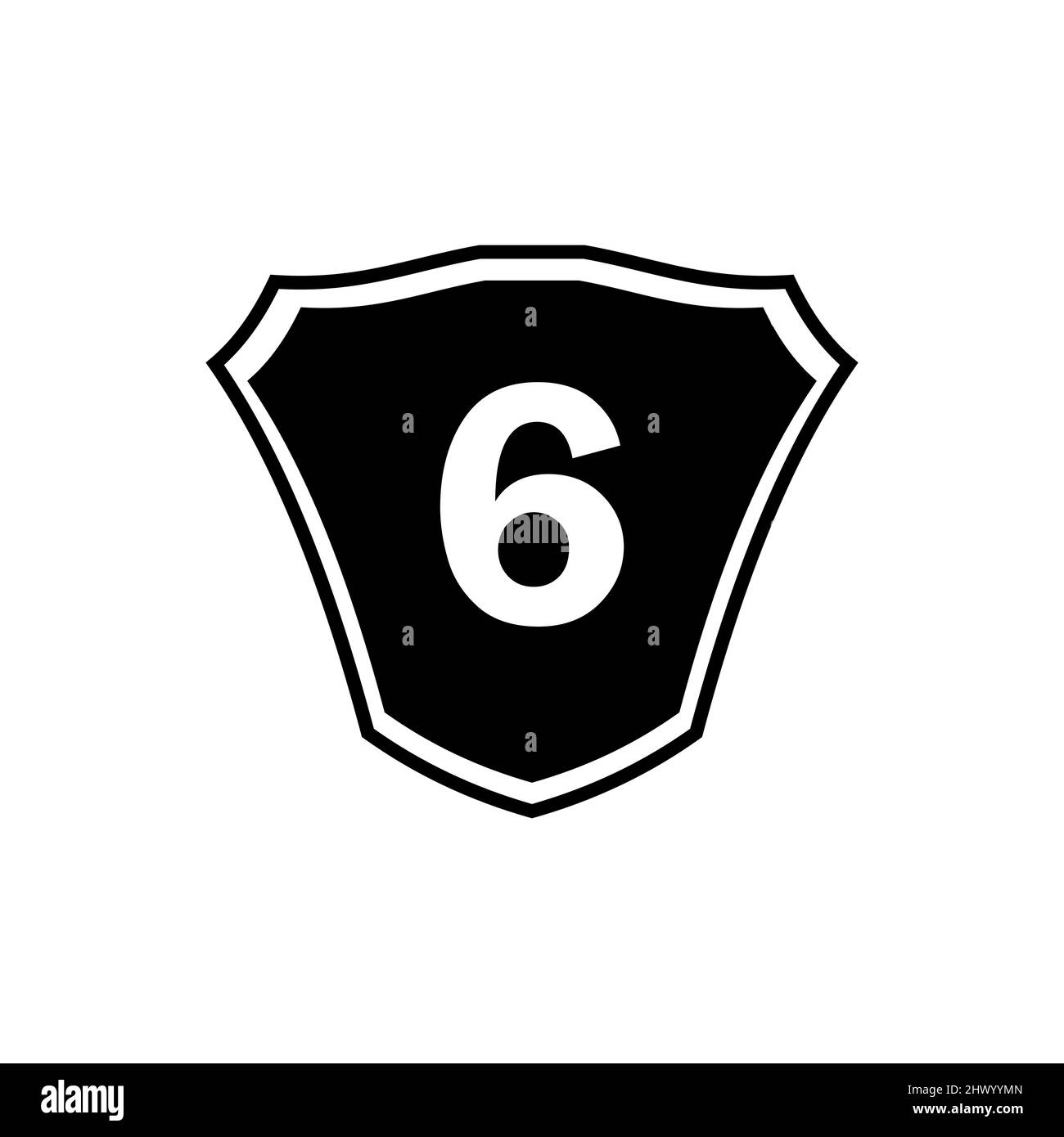 Schild Emblem Buchstaben 6 Logo Vorlage. Buchstabe 6 Schild-Logo, Premium-Monogramm Schild Buchstabe 6 Vektor für Verein, Stiftung und Firmenidentität Stock Vektor