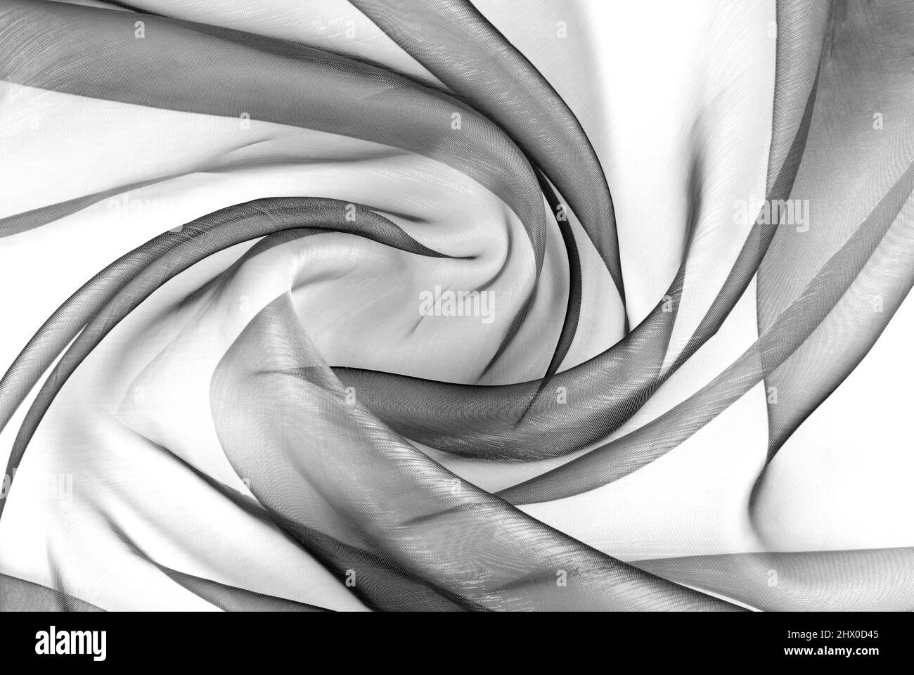 Schwarz und weiß abstrakten Hintergrund Stoff Organza Textur Stockfoto