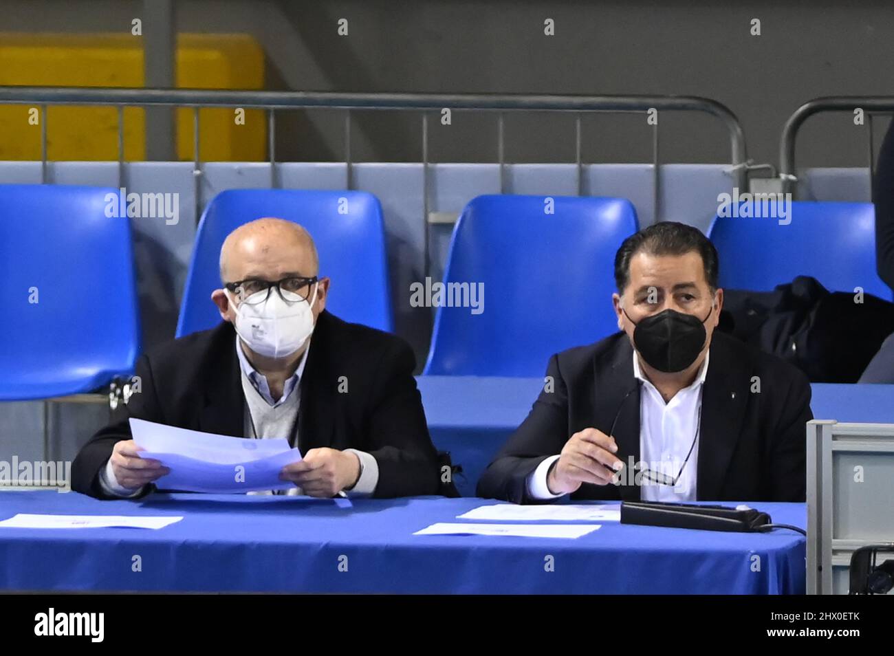 Civitanova Marche, Eurosuole Forum, Italien, 08. März 2022, Ferdinando De Giorgi (Technischer kommissar der italienischen Volleyballmannschaft der Männer) in den letzten Quartalen - Cucine Lube Civitanova gegen Jastrzebski Wegiel - Volleyball CEV Cup Männer Stockfoto